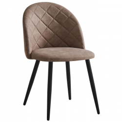 BELLA Καρέκλα Τραπεζαρίας, Μέταλλο Βαφή Μαύρο, Ύφασμα Απόχρωση Suede Μπεζ  50x56x80cm