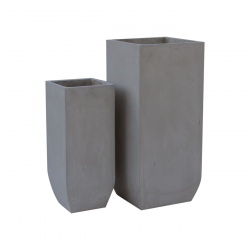 FLOWER POT-1  Set 2 τεμαχίων Cement Grey  25x25x60cm 35x35x80cm