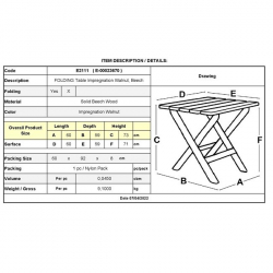 FOLDING Τραπέζι Βεράντας - Κήπου, Πτυσσόμενο, Οξυά, Βαφή Εμποτισμού Απόχρωση Καρυδί 60Χ60Χ73