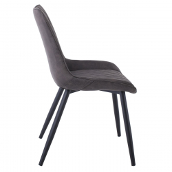 MORGAN Καρέκλα Τραπεζαρίας Σαλονιού, Μέταλλο Βαφή Μαύρο, Ύφασμα Suede Γκρι  53x61x86cm