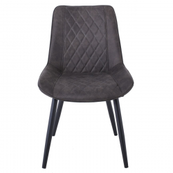 MORGAN Καρέκλα Τραπεζαρίας Σαλονιού, Μέταλλο Βαφή Μαύρο, Ύφασμα Suede Γκρι  53x61x86cm