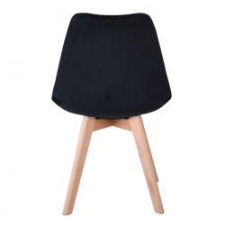 MARTIN Καρέκλα Οξιά Φυσικό, Ύφασμα Velure Μαύρο, Μονταρισμένη Ταπετσαρία  49x57x82cm