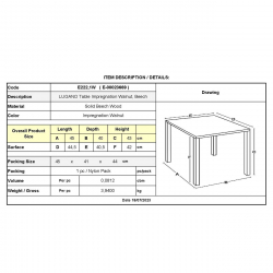 LUGANO Τραπεζάκι Βοηθητικό Ξαπλώστρας Οξιά, Βαφή Εμποτισμού Μελί  45x40x43cm