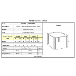 LUGANO Τραπεζάκι Βοηθητικό Ξαπλώστρας Οξιά, Βαφή Εμποτισμού Μελί  45x40x43cm