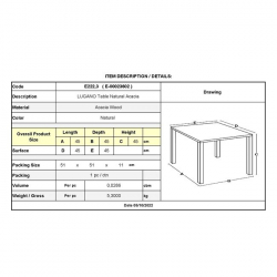 LUGANO Τραπεζάκι Βοηθητικό Ξαπλώστρας, Ξύλο Acacia Απόχρωση Φυσικό  45x45x45cm