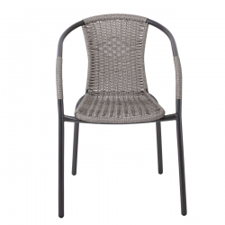 BALENO Πολυθρόνα Στοιβαζόμενη, Μέταλλο Βαφή Ανθρακί, Wicker Mixed Grey  53x58x77cm