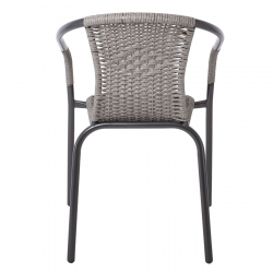 BALENO Πολυθρόνα Στοιβαζόμενη, Μέταλλο Βαφή Ανθρακί, Wicker Mixed Grey  53x58x77cm