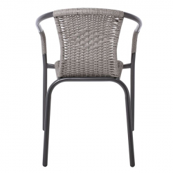 BALENO Πολυθρόνα Στοιβαζόμενη, Μέταλλο Βαφή Ανθρακί, Wicker Mixed Grey  53x58x77cm