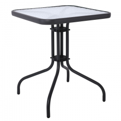 BALENO Τραπέζι Κήπου - Βεράντας, Μέταλλο Βαφή Ανθρακί, Γυαλί Tempered  70x70x70cm