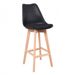 MARTIN Σκαμπό BAR Οξιά Φυσικό, Μαύρο PP & Ύφασμα Velure, Μονταρισμένη Ταπετσαρία  49x57x74/111cm