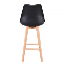 MARTIN Σκαμπό BAR Οξιά Φυσικό, Μαύρο PP & Ύφασμα Velure, Μονταρισμένη Ταπετσαρία  49x57x74/111cm