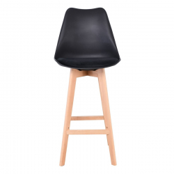 MARTIN Σκαμπό BAR Οξιά Φυσικό, Μαύρο PP & Ύφασμα Velure, Μονταρισμένη Ταπετσαρία  49x57x74/111cm