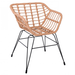 SALSA-S Πολυθρόνα Κήπου, Μέταλλο Βαφή Μαύρο, Wicker Φυσικό (χωρίς μαξιλάρι)  57x64x76cm