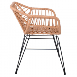 SALSA-S Πολυθρόνα Κήπου, Μέταλλο Βαφή Μαύρο, Wicker Φυσικό (χωρίς μαξιλάρι)  57x64x76cm