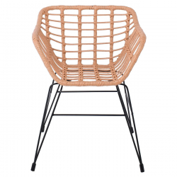 SALSA-S Πολυθρόνα Κήπου, Μέταλλο Βαφή Μαύρο, Wicker Φυσικό (χωρίς μαξιλάρι)  57x64x76cm