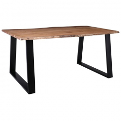 LIZARD-W Slim Τραπέζι Τραπεζαρίας, Μέταλλο Βαφή Μαύρο, Ξύλο Ακακία Φυσικό  160x90x78cm Solid Wood 25mm