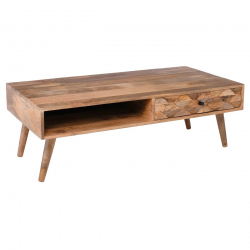 TEKA-W Τραπεζάκι Σαλονιού Καθιστικού, Ξύλο Mango Φυσικό  120x60x40cm