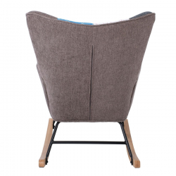 ALMA Rocking Πολυθρόνα Μπερζέρα Καθιστικού, Ύφασμα Patchwork, Βάση Μαύρο-Φυσικό  67x86x92cm