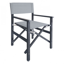 Σκηνοθέτη Πολυθρόνα, Αλουμίνιο Ανθρακί (1,2mm), Textilene Γκρι, Πτυσσόμενη(2,75kg)  54x50x88cm