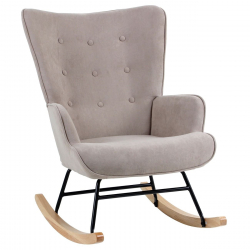 ALMA Rocking Πολυθρόνα Μπερζέρα Καθιστικού, Ύφασμα Velure Καφέ, Βάση Μαύρο-Φυσικό  67x86x92cm