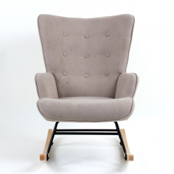 ALMA Rocking Πολυθρόνα Μπερζέρα Καθιστικού, Ύφασμα Velure Καφέ, Βάση Μαύρο-Φυσικό  67x86x92cm