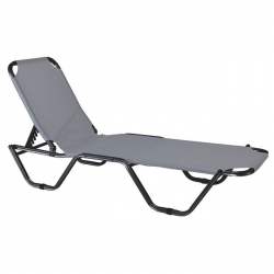 CRETA Ξαπλώστρα Αλουμινίου Ανθρακί, Textilene Γκρι, Στοιβαζόμενη  60x197x30cm Προφίλ 25x25x1,5mm