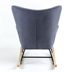 ALMA Rocking Πολυθρόνα Μπερζέρα Καθιστικού, Ύφασμα Velure Μπλε, Βάση Μαύρο-Φυσικό  67x86x92cm