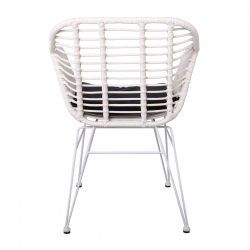 SALSA-W Πολυθρόνα Τραπεζαρίας Κήπου, Μέταλλο Βαφή Άσπρο, Wicker Άσπρο, Μαξιλάρι Μαύρο  55x56x82cm