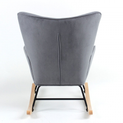 ALMA Rocking Πολυθρόνα Μπερζέρα Καθιστικού, Ύφασμα Velure Γκρι, Βάση Μαύρο-Φυσικό  67x86x92cm