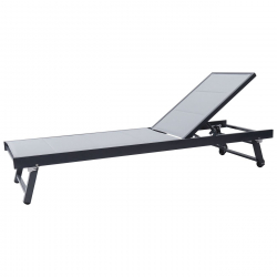 POOL Ξαπλώστρα, Αλουμίνιο Βαφή Ανθρακί, Textilene Γκρι  64x187x30cm