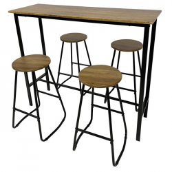 PUB Set Bar Τραπέζι + 4 Σκαμπό, Μέταλλο Βαφή Ανθρακί - Antique Brown  Tab:120x40x100 Stool:Φ30 H.74