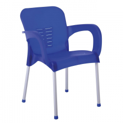 LARA-II Πολυθρόνα Dining Στοιβαζόμενη, ALU Silver, PP Μπλε  60x59x81cm