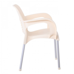 LARA-II Πολυθρόνα Dining Στοιβαζόμενη, ALU Silver, PP Εκρού  60x59x81cm