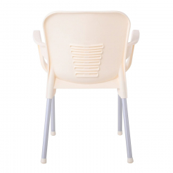 LARA-II Πολυθρόνα Dining Στοιβαζόμενη, ALU Silver, PP Εκρού  60x59x81cm