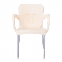 LARA-II Πολυθρόνα Dining Στοιβαζόμενη, ALU Silver, PP Εκρού  60x59x81cm