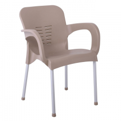 LARA-II Πολυθρόνα Dining Στοιβαζόμενη, ALU Silver, PP Tortora  60x59x81cm