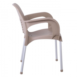 LARA-II Πολυθρόνα Dining Στοιβαζόμενη, ALU Silver, PP Tortora  60x59x81cm