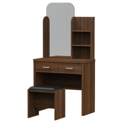 CALIBER Set Τουαλέτα + Σκαμπό Απόχρωση Καρυδί  80x39x155cm