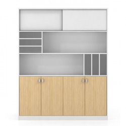 THESIS Βιβλιοθήκη Γραφείου, 2 Ράφια, 2 Ντουλάπια Δίφυλλα & 1 επάλληλο, Απόχρ.Beech -Άσπρο  160x40x200cm