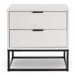 DIANO Κομοδίνο με 2 Συρτάρια, Άσπρο  48x40x48cm