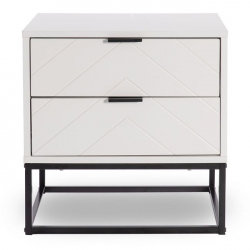 DIANO Κομοδίνο με 2 Συρτάρια, Άσπρο  48x40x48cm