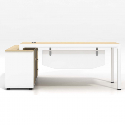 THESIS Γραφείο Αναστρέψιμη Γωνία, Απόχρωση Beech - Άσπρο  180x80x75/160x40x65cm