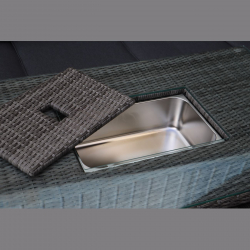 BOOZER Set Σαλόνι-Τραπεζαρ.ALU Τραπέζι ανυψούμενο+2τ 3θ Γωνία +2τ Σκαμπό, Γκρι - Ανθρακί  Τραπ:140x80x46/69cm & 8 Θέσεις