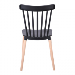 LINA Καρέκλα Τραπεζαρίας - Κουζίνας, PP Μαύρο, Πόδια Οξιά Φυσικό  44x51x84cm