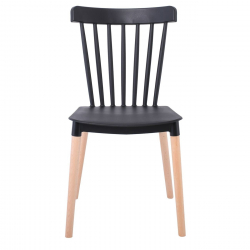 LINA Καρέκλα Τραπεζαρίας - Κουζίνας, PP Μαύρο, Πόδια Οξιά Φυσικό  44x51x84cm