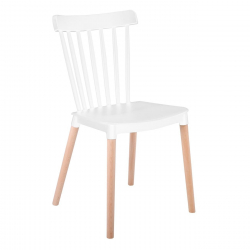 LINA Καρέκλα Τραπεζαρίας - Κουζίνας, PP Άσπρο, Πόδια Οξιά Φυσικό  44x51x84cm