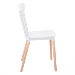 LINA Καρέκλα Τραπεζαρίας - Κουζίνας, PP Άσπρο, Πόδια Οξιά Φυσικό  44x51x84cm