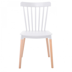LINA Καρέκλα Τραπεζαρίας - Κουζίνας, PP Άσπρο, Πόδια Οξιά Φυσικό  44x51x84cm