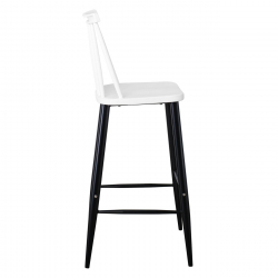 LAVIDA Σκαμπό BAR με Πλάτη, Μέταλλο Βαφή Μαύρο, PP Άσπρο  43x49x76/107cm