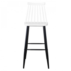 LAVIDA Σκαμπό BAR με Πλάτη, Μέταλλο Βαφή Μαύρο, PP Άσπρο  43x49x76/107cm